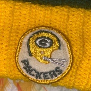 Vintage 70s 80s Green Bay Packers NFL 
Pom Pom Logo/ Patch Beanie Winter Hat